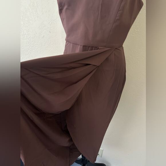 Lulus Reinette NWT New Mauve Midi Dress size M medium Faux wrap Spaghetti Strap - Picture 8 of 11